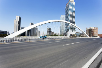 modern bridge and empty road floor