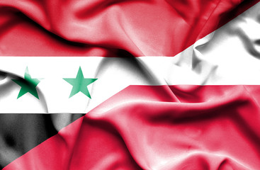 Waving flag of Poland and Syria