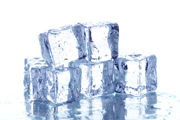 Ice cubes on white background