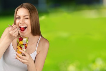 Fototapeta premium Eating, Women, Fruit.