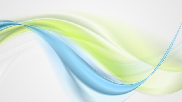 Blue green smooth flowing waves on white background. Video animation HD 1920x1080
