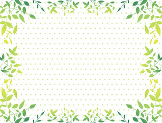 葉っぱ　フレーム　ドット背景