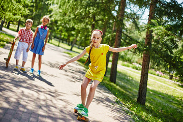 Skateboarding in park