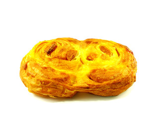 raisin danish pastry isolated on white background