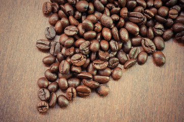 Coffee Beans with filter effect retro vintage style