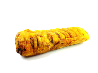 raisin danish pastry isolated on white background
