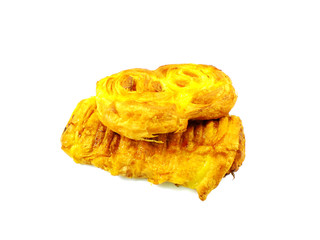 raisin danish pastry isolated on white background