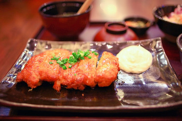 food in the restaurant, table, background