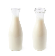 Glass bottle of milk isolated