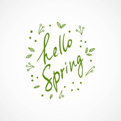 Vector set of grunge symbol brush strokes. Hello spring floral