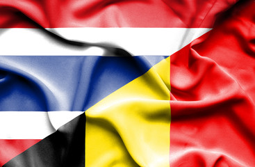 Obraz premium Waving flag of Belgium and Thailand
