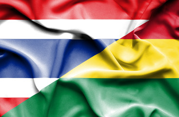 Waving flag of Bolivia and Thailand