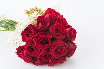 red rose bouquet on white background