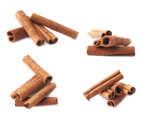 Pile of cinnamon sticks isolated