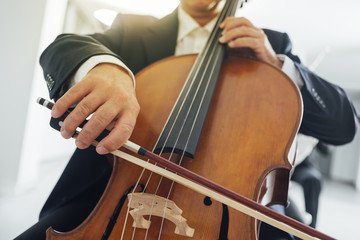 Cello player's hands close up © stokkete