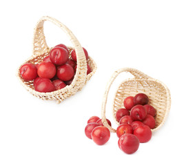 Wicker basked filled with plums