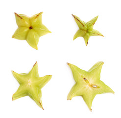 Averrhoa carambola starfruit cross-section isolated