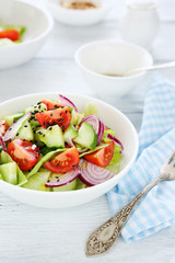 Salad with cucumbers and onions