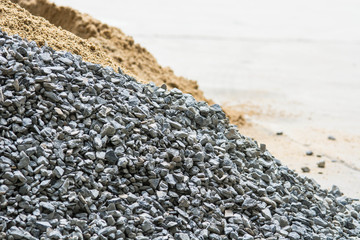 piles of gravel and mixed sand
