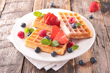 waffle and berry fruit