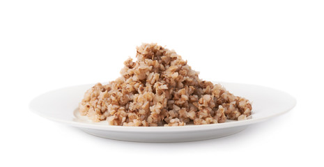 Cooked buckwheat on a plate