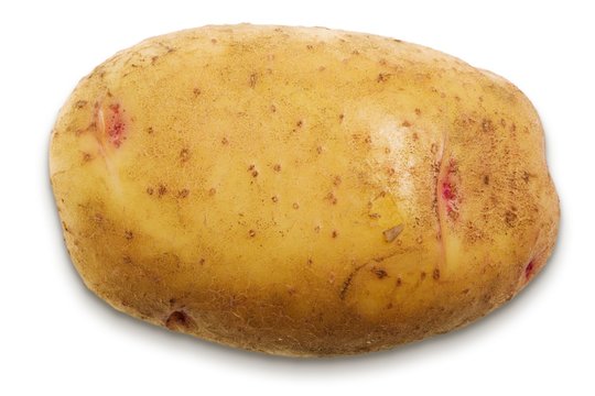 Close-up view of the raw potato