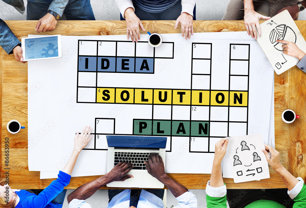 Canvas Prints Solution Ideas Plan Solving Result Crossword Concept