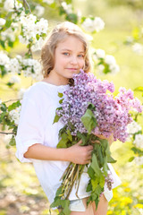 portrait of little girl outdoors in summer