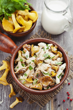 Chicken fillet with chanterelles and cream