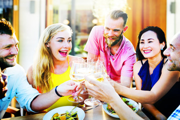 Diverse People Friends Hanging Out Drinking Concept