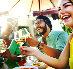 Diverse People Friends Hanging Out Drinking Concept