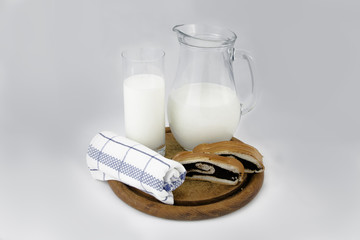 Tasty cookies and glass of milk