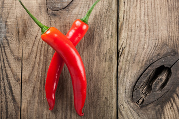  Chili on wooden background