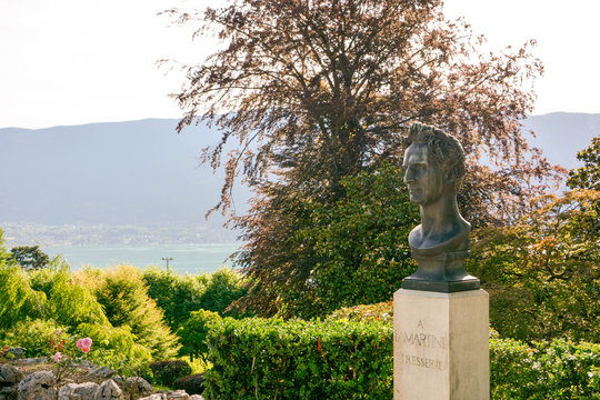 Portrait d'Alphonse de Lamartine devant le lac du Bourget