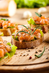 Canape with smoked salmon