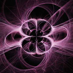 Purple Fractal Flower With Light Concept With Shadow Lines Under