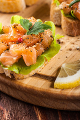 Canape with smoked salmon