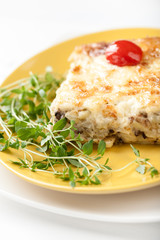 Casserole with mushrooms potato and cheese