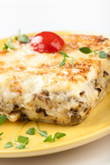 Casserole with mushrooms potato and cheese