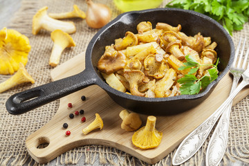 Fried potatoes with mushrooms