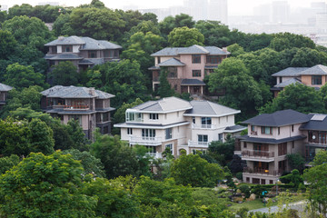 Fototapeta na wymiar Villas group building scenery in Hangzhou, China