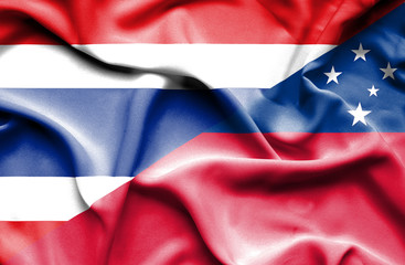 Waving flag of Samoa and Thailand