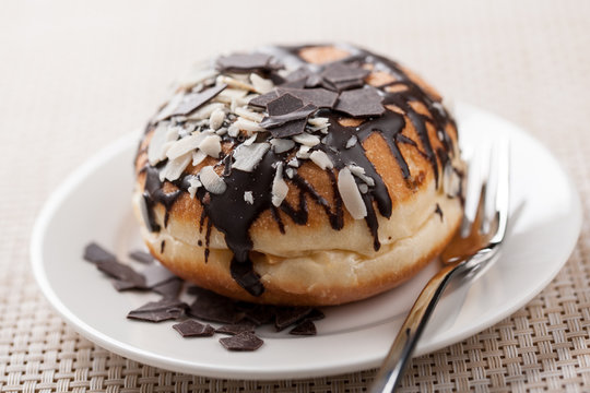 Donut with chocolate and caramel