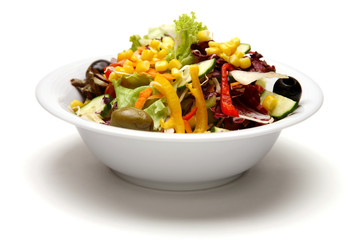 Salad, nicely served in a white plate