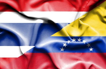 Waving flag of Venezuela and Thailand