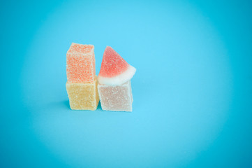 Colorful fruit-paste sweets with filter effect retro vintage sty