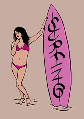 Surfing girl