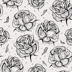 Roses. Seamless vector pattern.