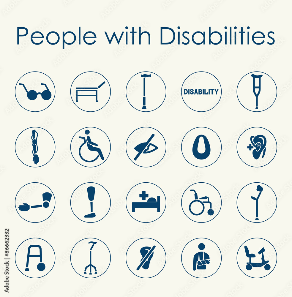 Canvas Prints set of people with disabilities simple icons