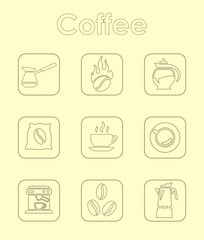 Set of coffee simple icons